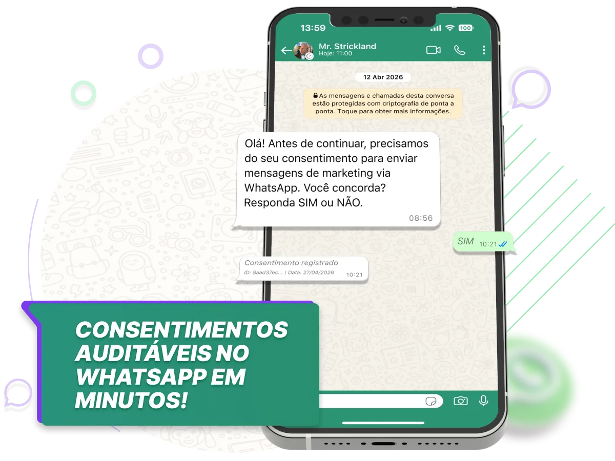 Sistema de consentimento WhatsApp — widget e dashboard CookieFácil